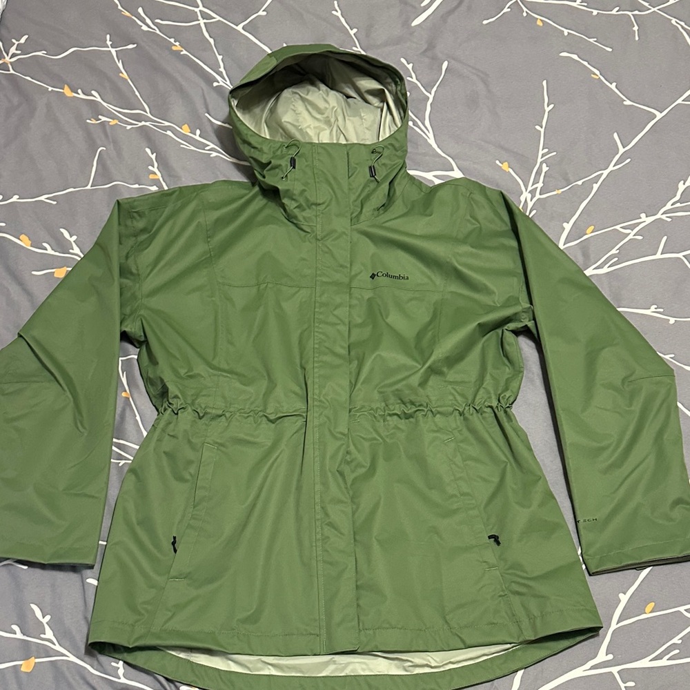 Columbia Olive Hooded Rain Jacket